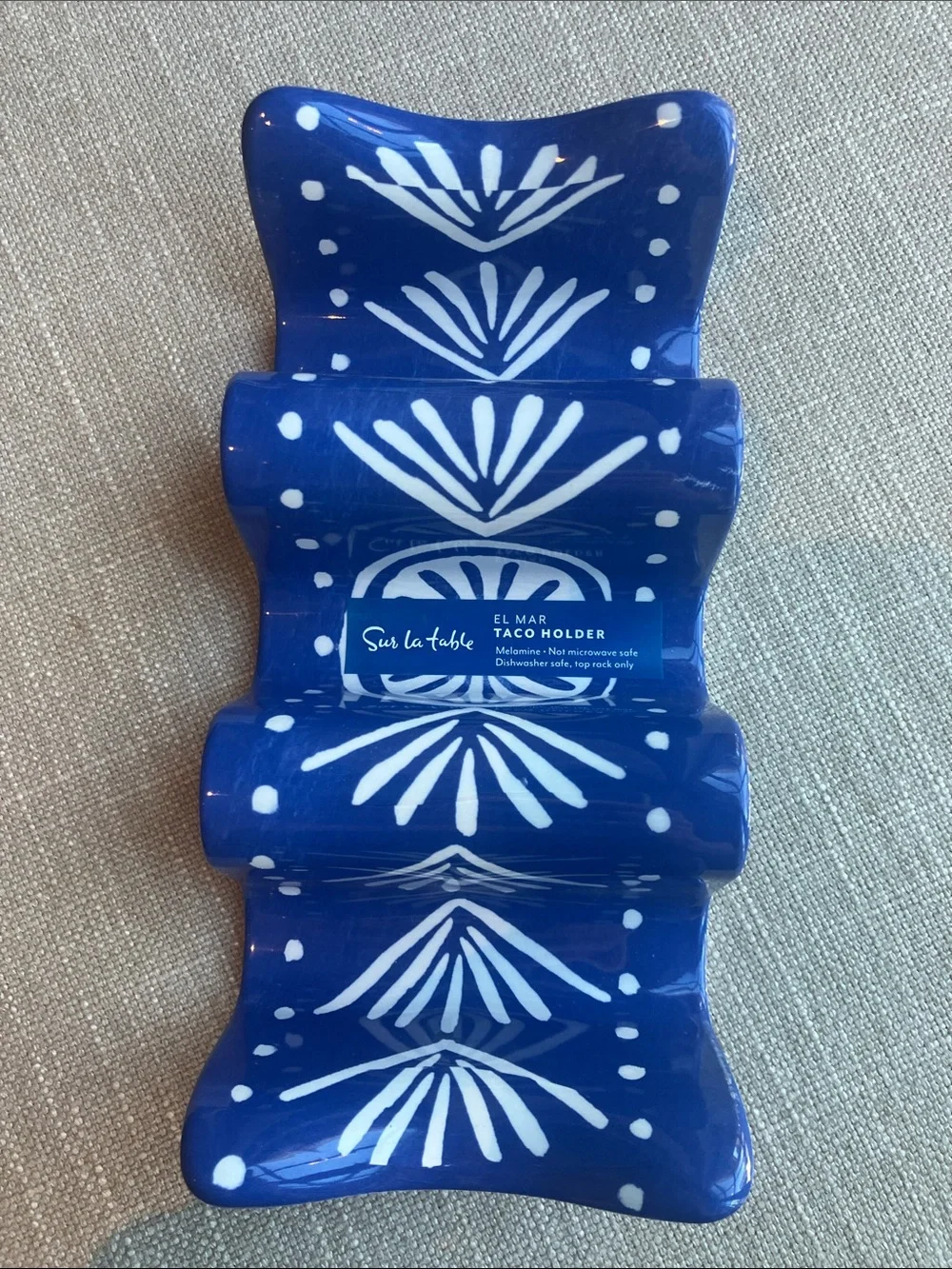 SUR LA TABLE El Mar Outdoor Melamine Taco Holder Blue Mediterranean Vibe NWT